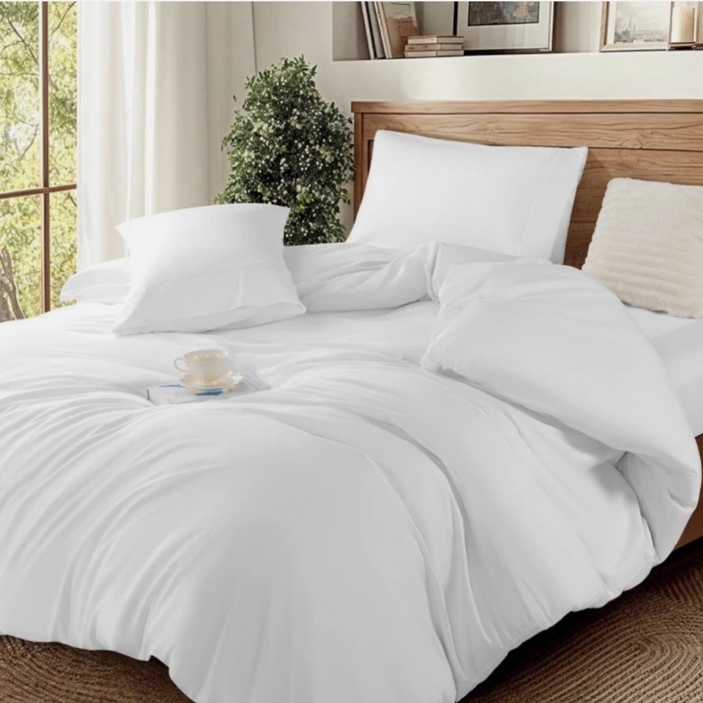DEITAS 100% Luxury Egyptian Cotton Duvet 3 Piece Set 1200 TC White- King Size